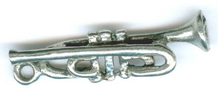 1 25mm Antique Silver Trumpet Pendant