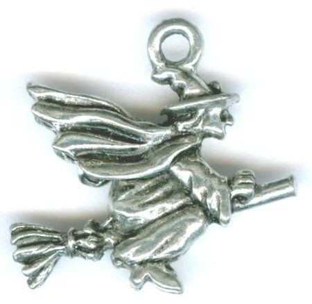 1 20x18mm Antique Silver Witch Pendant