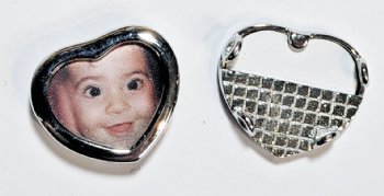 1, 17.5x19.7mm Silver Plated Heart Photo Frame Slider