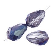 5 10.5x7mm Preciosa Blue Flare Half Coat Pear Drop Beads