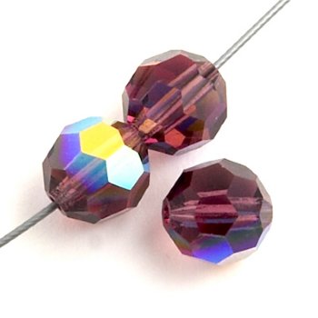 20, 4mm Round Amethyst AB Preciosa Crystal Beads