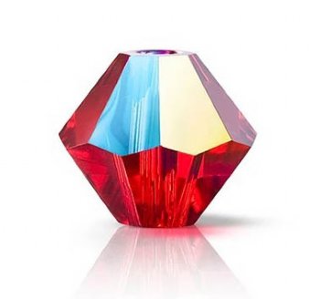50, 4mm Preciosa Light Siam Glitter Bicone / Rondelle Beads