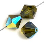 50 4mm Transparent Olivine AB Preciosa Bicone Beads