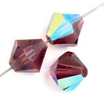 25, 6mm Amethyst AB Preciosa Rondell / Bicone Beads