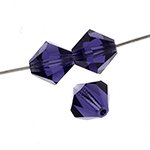 25, 6mm Deep Tanzanite Preciosa Bicone / Rondell Beads