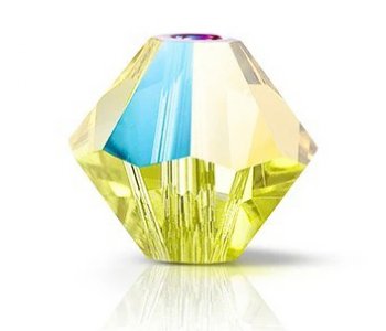 25, 6mm Preciosa Citrine Glitter Bicone / Rondelle Beads