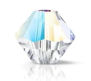 25, 6mm Preciosa Crystal Glitter Bicone / Rondelle Beads