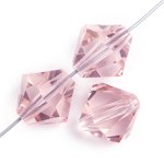 25, 6mm Light Rose Preciosa Rondell / Bicone Beads