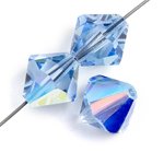 25, 6mm Light Sapphire AB Preciosa Rondell / Bicone Beads