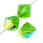 25, 6mm Limecicle AB Preciosa Rondell / Bicone Beads
