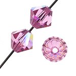 25, 6mm Rose AB Preciosa Rondell / Bicone Beads