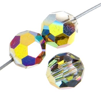 12, 8mm Faceted Round Medium Vitrail Halfcoated Preciosa Crystal Beads