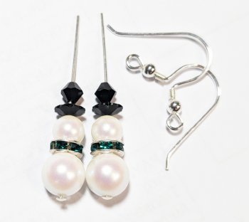 Preciosa Pearl and Sterling Silver Snowman with Emerald Rondell Earring Kit