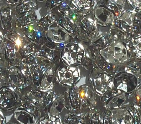 144 6mm Silver Rondelles with Crystal Rhinestones - 2nd Quality Plating