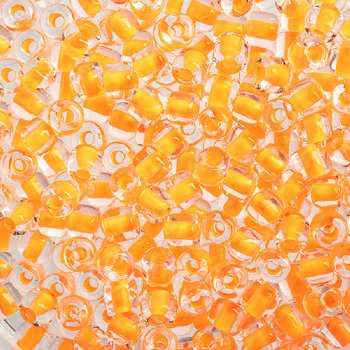 25 Grams 4x4.5mm Crystal and Neon Orange Rola Tube Beads
