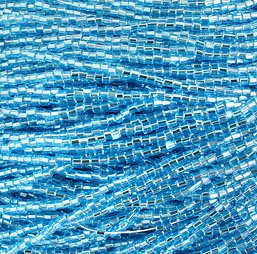 1 Hank of 10/0 Two-Cut Silver Lined Aqua Seed Beads
