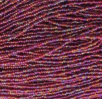 1 Hank of 10/0 Transparent Red Iris AB Seed Beads