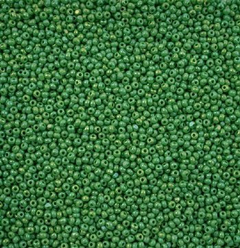 10 Grams 11/0 Charlotte Seed Beads - Opaque Green AB