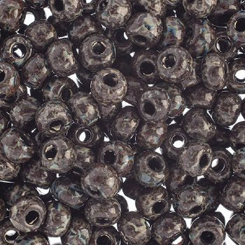 20 Gram Vial of 2/0 Opaque Black Travertine Seed Beads