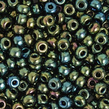 20 Gram Vial of 2/0 Opaque Green AB Seed Beads
