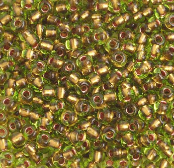50g 6/0 Transparent Copper Lined Olivine