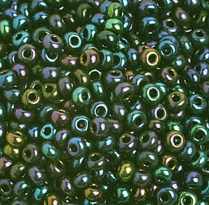 50g 6/0 Opaque Green Iris Seed Beads