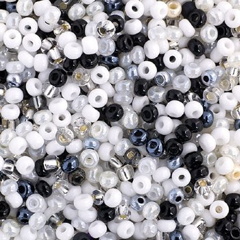 50g of 8/0 Black and White Multi Mix Seed Beads