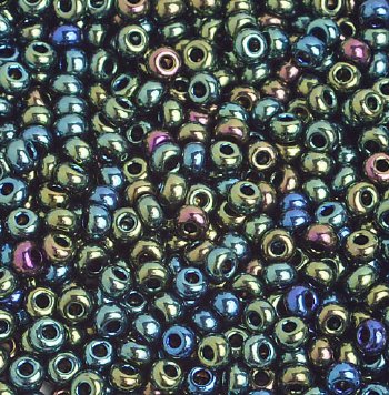50g 8/0 Metallic Green Iris Seed Beads
