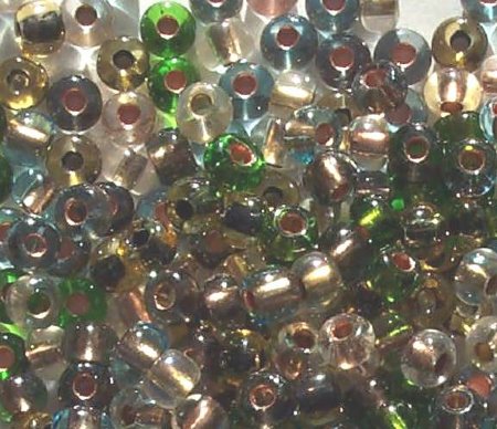 20 Gram Vial of 2/0 Transparent Copper Lined Earth Tone Mix