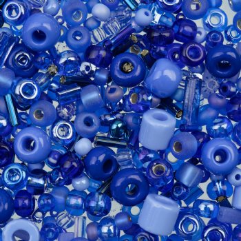 50 Grams Mixed Blue Seed & Bugle Beads