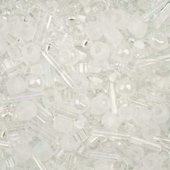 50 Grams Mixed Crystal / Crystal AB Glass Seed & Bugle Beads