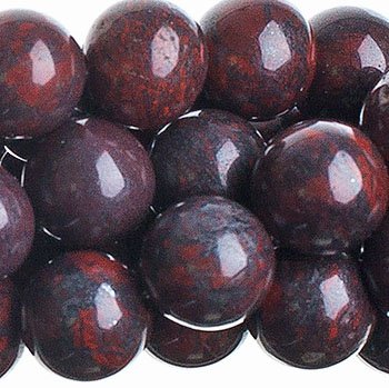 16 inch Strand of 10mm Round Dark Breciated Jasper Beads