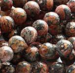16 inch strand of 10mm Round Red Leopard Skin Jasper