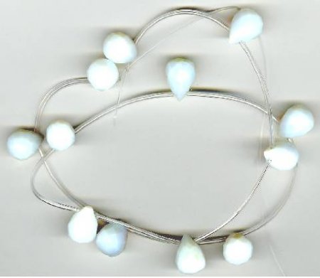 1 12x10mm Sea Opal Faceted Drop