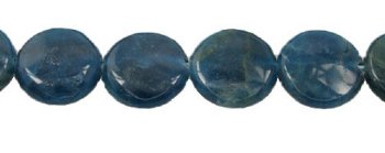 2 12x6mm Blue Apatite Flat Coin Beads
