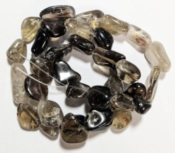 16 inch strand of 12x8mm Smoky Quartz Nugget Beads
