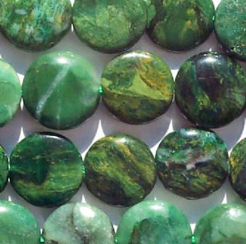 16 inch strand of 15x6mm African Jade Coin Beads