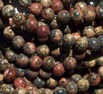 16 inch strand of 8mm Round Leopard Skin Jasper Beads