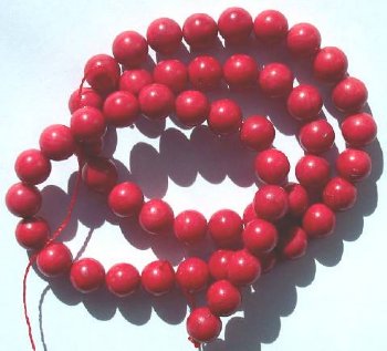 16 inch strand of 8mm Round Dyed Bamboo Coral Beads