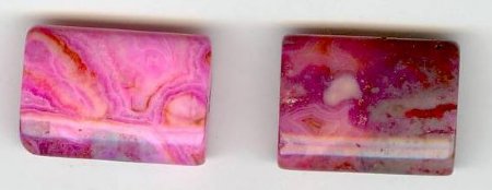 2 18x13x5mm Flat Rectangle Dyed Pink Crazy Stone