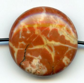 1, 20x7mm Birds Eye Rhyolite Coin Bead