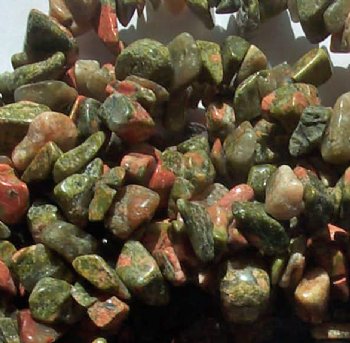 36 inch strand of Unakite Chips