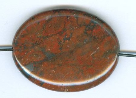 1 40x30mm Breciated Jasper Flat Oval Bead