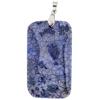 55x32mm Dyed Blue Agate Rectangle Pendant with Silver Plate Bail