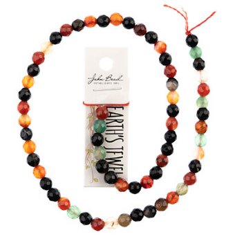 16 inch strand of 6mm Faceted Round Multicolor Agate Beads