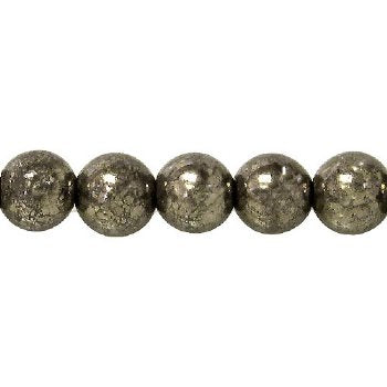 15.5 Inch Strand of 8mm Round Pyrite Beads