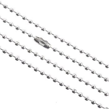 1m of 2.4mm Stainless Steel Ball Chain with Connector