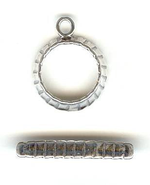 SS5009 1 10mm Sterling Silver Hammered Toggle