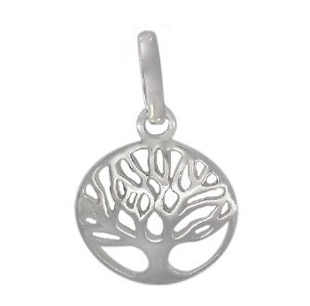 1, 12mm Sterling Silver Round Open Domed Tree of Life Charm Pendant
