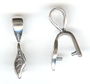 SS379 1 19x4mm Sterling Long Single Leaf Pinch Bail